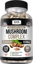 Kaya Naturals Premium Mushroom Complex Potent - Mushroom supplement - Mushroom Complex kapsler 1995mg Per Servering - Aids Mental Clarity Supports Immunsystem, Wellness & Vitality - 120 Greve