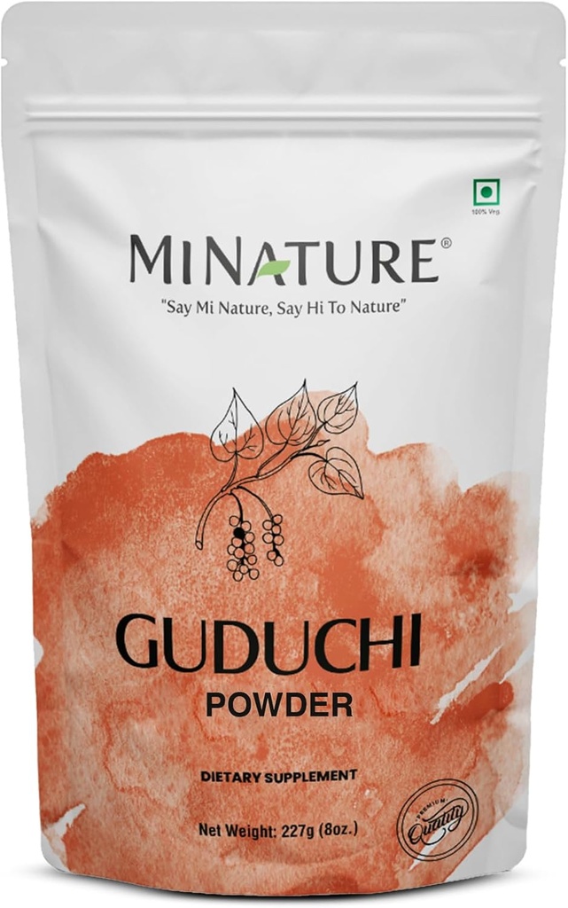 minature Guduchi (Giloy) Powder Dex124; (Tinospora Cordifolia) Dex124; Understøtter sund fordøjelse 124; Immunity Booster Dex124; Indian Giloy Powder Dex124; Resealable Zip Lock Pouch Dex124; 227g (8oz)