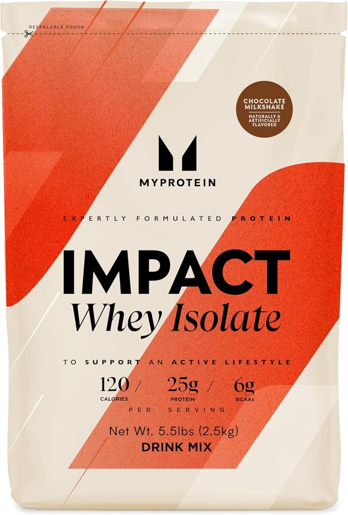 Myprotein Impact Whey Protein Isolate, 5,5 Lbs (79 Servere) Chokolade Glat, 25g Protein, 3,5g Glutamin & 6g BCAA Per Servering, Protein Shake for Muscle Strength & Recovery