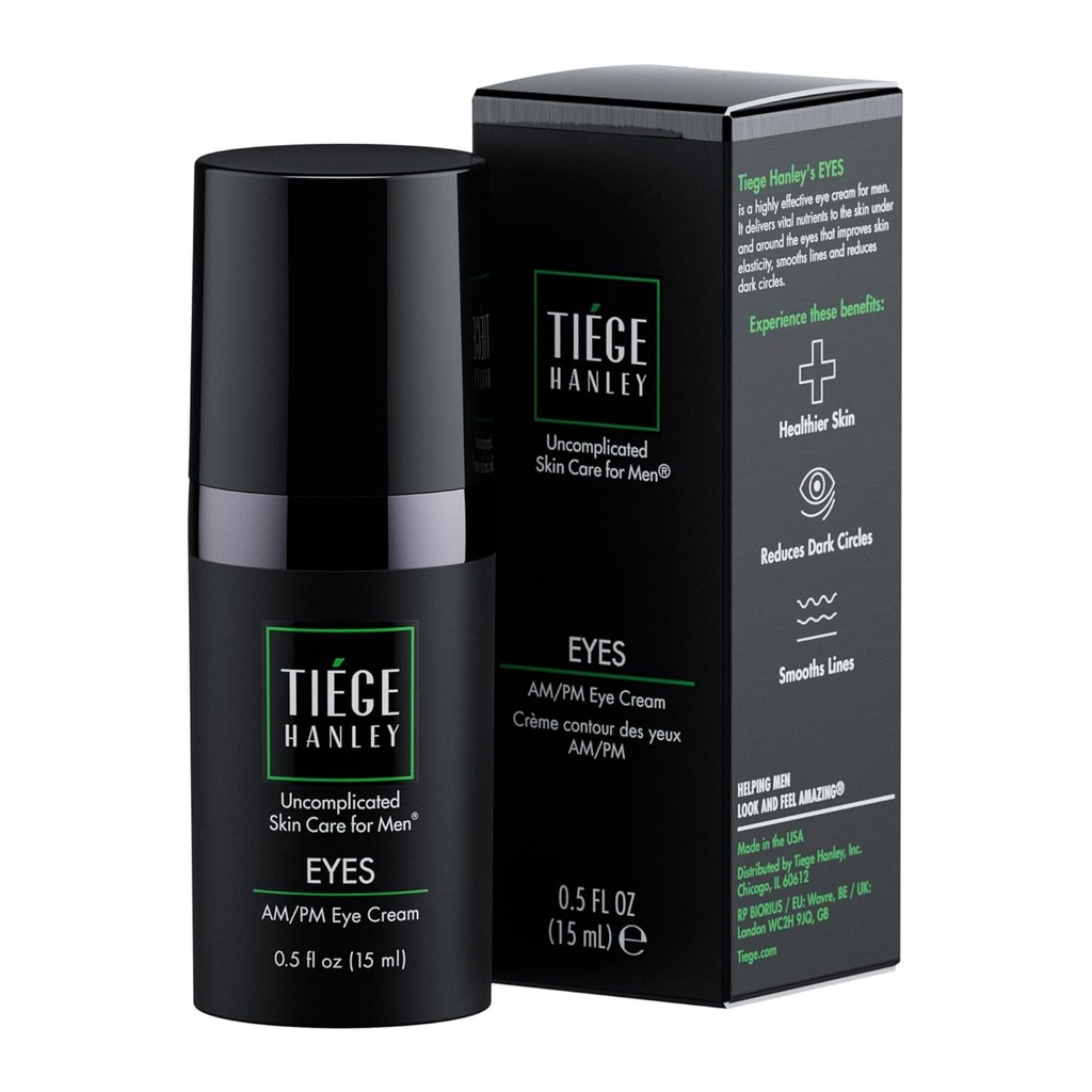 Tiege Hanley Eye Cream til mænd; Reducerer mørke cirkler, poser under øjne, Puffiness & Crow 's Feet - Anti- Aging under øjet behandling, 0,5 oz