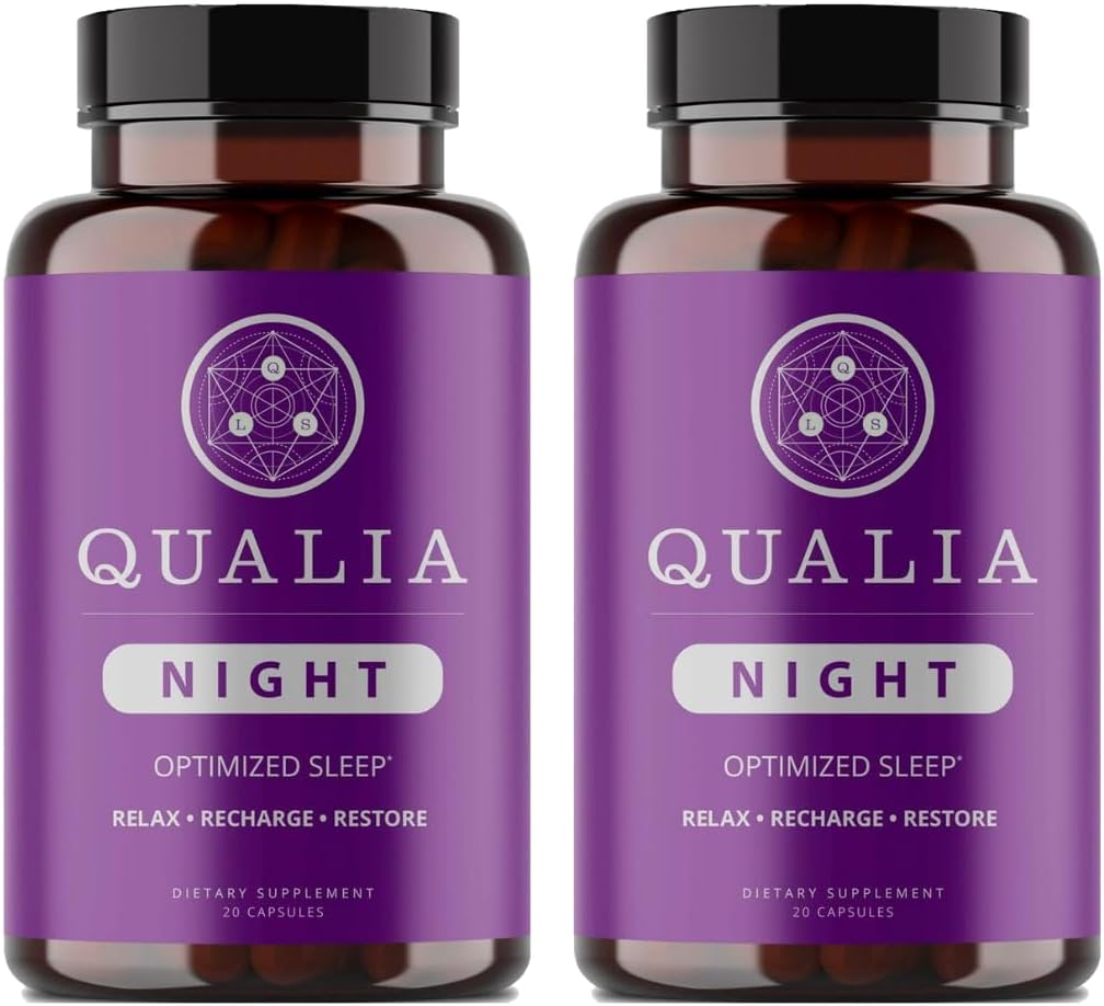 Qualia Night Sleep Aid Meap 124; Non- Habit Forming Measure 124; Science- Backed Supplement for Deep Genopfriskende Sleep Meap 124; Melatonin- Free, Vegan, Non- GMO, Gluten- Free