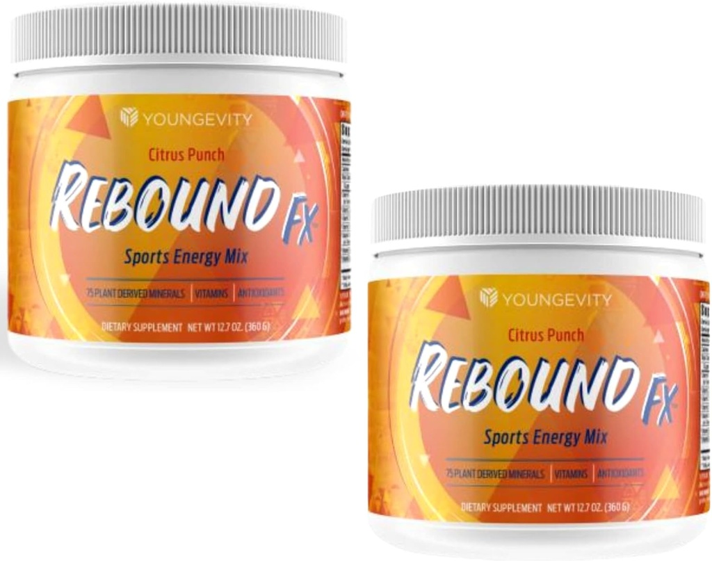 Youngevity Rebound Fx Citrus Powder, 360g - Supplement for Energy, Beriget med vitaminer, mineraler og antioxidanter - Immunsystemet Booster Powder - Energy Vitamin Drink Mix for kvinder og mænd (2 Pack)