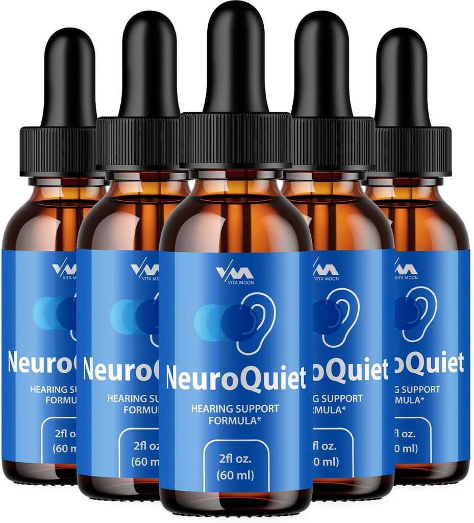 (5 Pack) NeuroQuiet Drops - Neuro Stille Avanceret Formel Hørestøtte, Kognitiv Sundhed, og Samlet Wellness, 5 Måned Supply