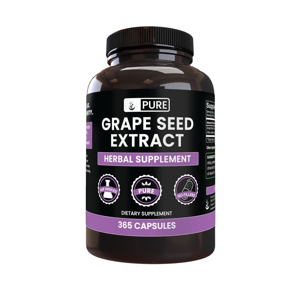 Pure Original Ingredienser Grape Seed Extract (365 kapsler) Ingen Magnesium eller Rice Fillers, Altid Pure, Lab Verified