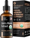 Organic Lions Mane Support Extract - Liquid Nootropics Brain Support - Lion Mane for Enhanced Mental Focus & Clarity - Lions Mane Liquid - Nootrop Mushroom Supplement - Vegan, 2 fl oz