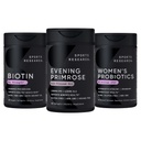 Sports Research Women's Supplement Pack - Evening Primrose Supplement from Cold Pressed Oil, Vegan Biotin 10,000mcg with Coconut Oil & Women's Probiotics with Prebiotics, 65 Billion CFU