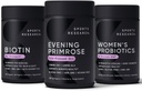 Sportsforskning Aften Primrose Supplement fra Cold Pressed Oil, Vegan Biotin 10,000mcg med kokos Olie & kvinders Probiotika med Prebiotika, 65 milliarder CFU