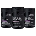 Sportsforskning Aften Primrose Supplement fra Cold Pressed Oil, Vegan Biotin 10,000mcg med kokos Olie & kvinders Probiotika med Prebiotika, 65 milliarder CFU