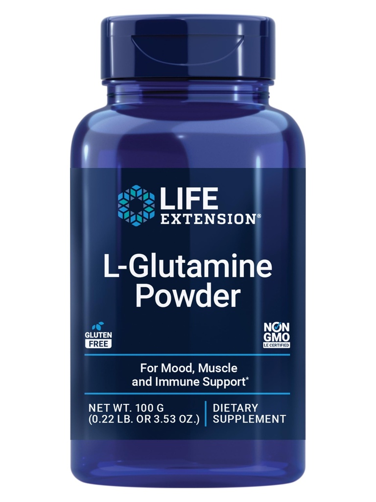 Life Extension L- Glutamin Powder, Amino Acid, Understøtter muskel sundhed og immunforsvar, Gluten- Free, Non- GMO, Vegetar, 100 Bedste