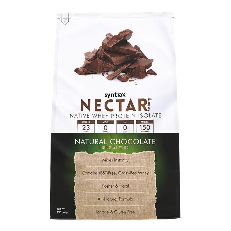 Syntrax Nectar Naturals, All Natural Whey Protein Isolate, Glat & Creamy, Natural Chocolate, 2 lbs.