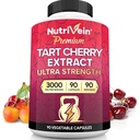 Nutrivein Premium Tart Cherry Kapsler 3000mg: Ultra Strengtart Cherry Extract Supplement til post- atletisk Inddrivelse, Detox, Hvile, & Mobilitet