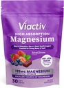 Viactiv Magnesiumtyggere, høj absorption Magnesiumcitrat, blandet bær flavor med mindre sukker end førende Magnesiumgummier, 30ct, 1pc Servering