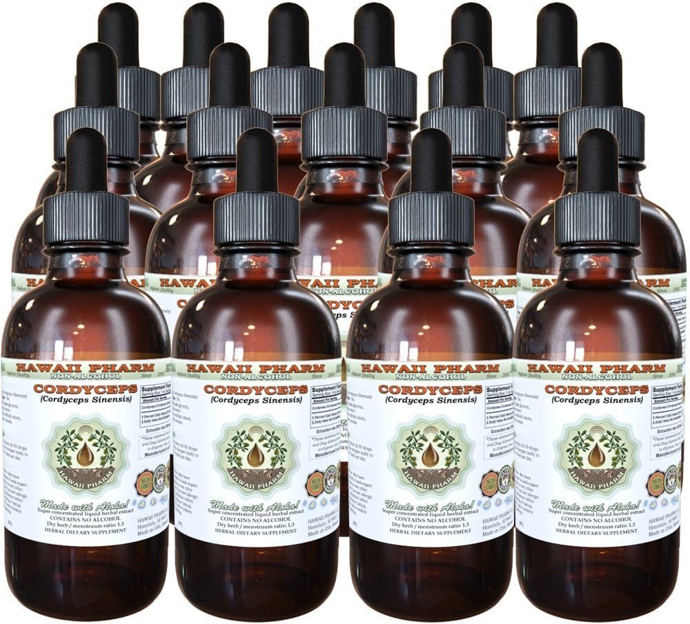 Cordyceps Alkohol- Free Liquid Extract, Cordyceps (Cordyceps Sinensis) Svampe Glycerit Hawaii Pharm Natural Herbal Supplement 15x4 oz