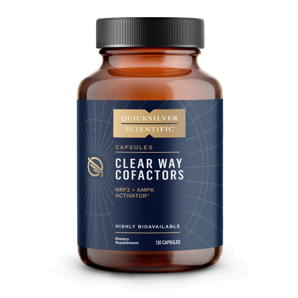 Quicksilver Scientific Clear Way Cofactors - Body Detox Cleanse Support with Vitamin B1, Mælkebøtte Extract, Quercetin & Nattokinase Enzyme - Antioxidant Cleanse to Support Gut Health (120 Kapsler)
