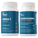Dr. Tobias Omega 3 Fish Oil og Ashwagandha Kapsler, Støtte Samlet Wellness & Balanced Energy & Resilience, Non- GMO