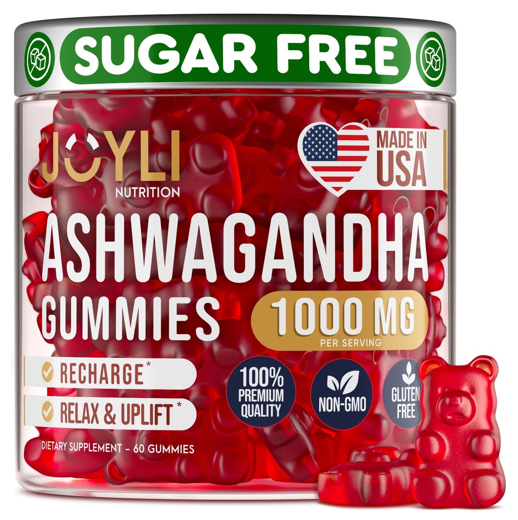 Ashwagandha Gummies for kvinder & mænd - Natural Calm Gummies med Ashwagandha Root Extract Vitamin C Zink - Ashwagandha Herbal supplement til søvn Stress Balance - 60 Vegansk Sukker Free Chews