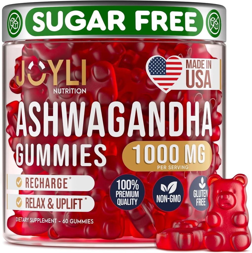 Ashwagandha Gummies for kvinder & mænd - Natural Calm Gummies med Ashwagandha Root Extract Vitamin C Zink - Ashwagandha Herbal supplement til søvn Stress Balance - 60 Vegansk Sukker Free Chews