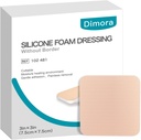 Dimora Silicone Skumpåklædning uden kant 10 Pack- 3 "x 3" Meget Absorbent Adhesive Vandtæt Bandage til Sår, Cuttable Pads til Sår Care og Dressings