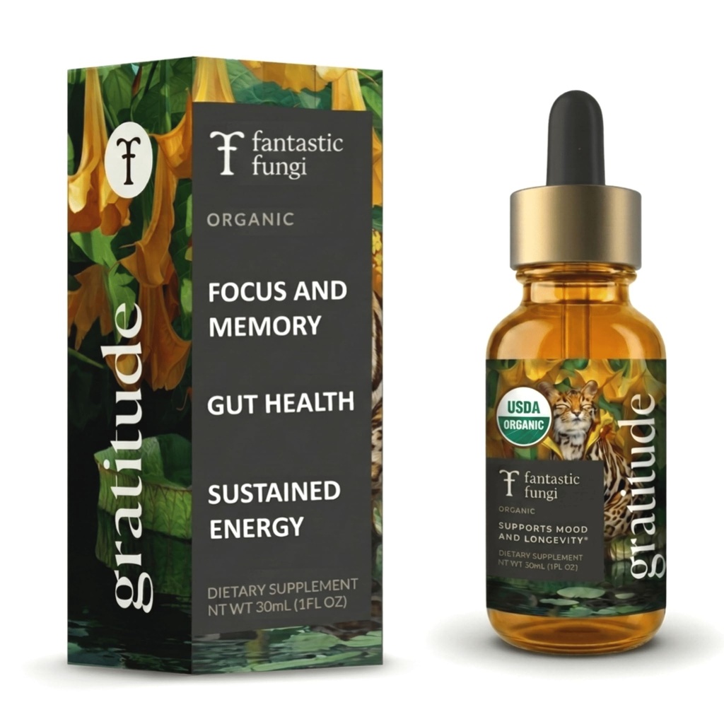 Fantastic Fungi Mushroom Extract - 8-in-1 Organic Complex Mushroom Supplement med Cordyceps, Reishi, Lions Mane, Chaga, Tyrkiet Hale, Shiitake, Maitake & Tremella - Adaptogen flydende tinktur, 1 fl oz