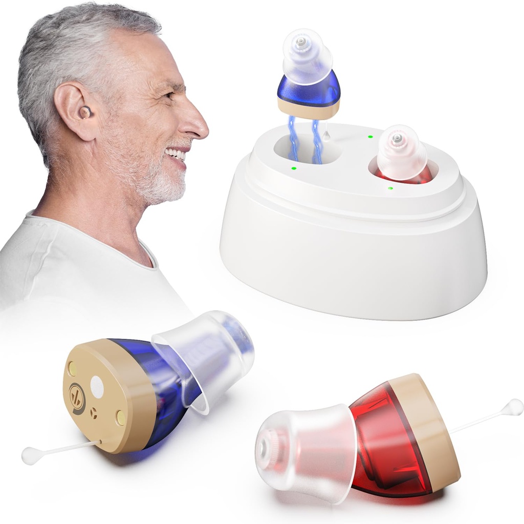 OTC-høreapparater Genopladelig med støjdæmpning, høreforstærkere til voksne, digitale høreapparater i øre, høreforstærkere til høretab, usynlig høreapparat, høreassist