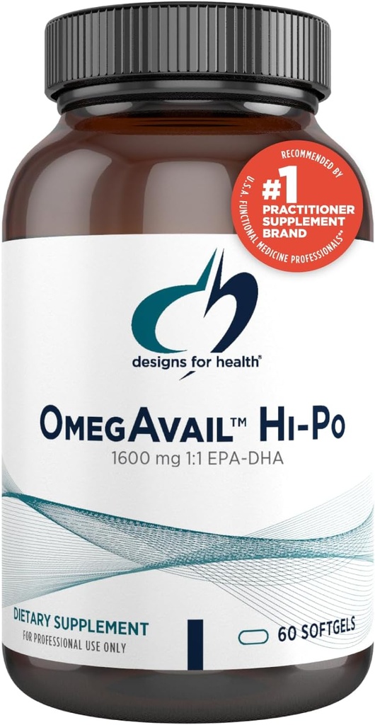 Design til sundhed Omegavail Hi- Po - TG (triglycerid) Omega-3 Fish Oil Supplement, 1600mg EPA / DHA per servering med Lemon + E-vitamin til Minimize Fishy Taste (60 Softgels)