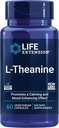 Life Extension L- Theanin, Amino Acid theanin, Calm, Afslapning, Mood, Gluten- Free, Non- GMO, Vegetar, 200 mg, 60 Kapsler