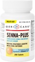 GeriCare Senna Plus Natural Laxative med Afføringsmiddel, Docusat Natrium 50mg, Sennosides 8, 6 mg, 200 tabletter (pakning med 1 pakke)