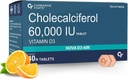 Generisk vitamin D3 60000 IE - Chewable Cholecalciferol vitamin D supplement til kvinder & mænd - 40 tabletter, Nautral