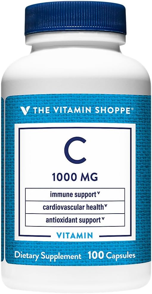 Vitamin Shoppe C- 1000 1. 000MG, Antioxidant, der understøtter immunforsvar & kardiovaskulær sundhed (100 kapsler)