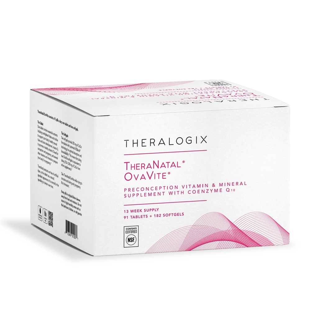 Theralogix TheraNatal OvaVite Preconception Vitaminer - 13-Week Supply - Prenatal Vitaminer & Fertilitet supplement for kvinder med CoQ10 * - NSF Certified - 91 Tabs, 182 Softgels (91 Servere)