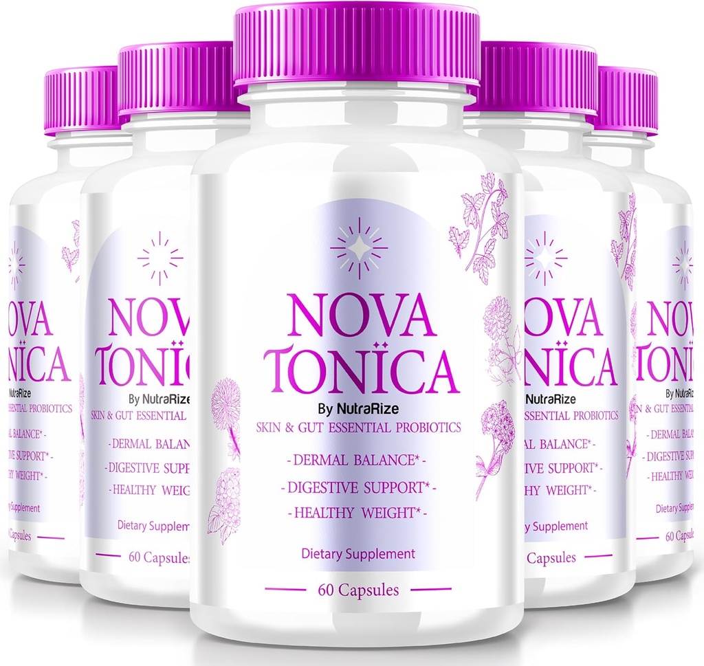 (5 Pack) NovaTonica kapsler, Nova Tonica til støtte naturligt sund og glødende hud, Ekstra stærk supplement til støtte Hydration, Skin- Enhancing Vitamin piller, Nova Tonic anmeldelser (300 kapsler)