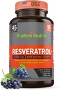 Kaibro Nutra Resveratrol Supplement, 1500mg ekstra styrke Trans Resveratrol, Quercetin med japanske Knotweed Ekstrakter, Anti- Aging, Strålende Hud og Immunitet Support, Vegan & Non- GMO, 90 Kapsler