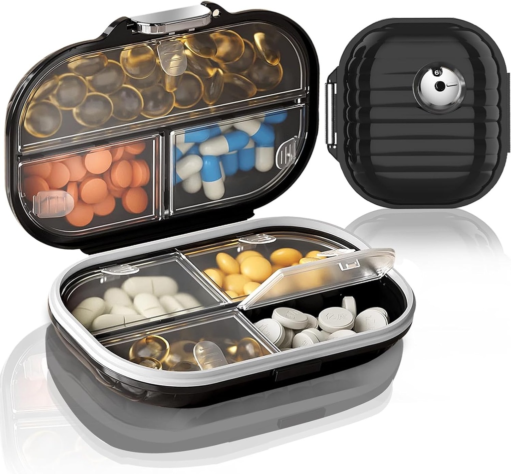 2 Pack Pill Organizer Pill Box 7 Compartments Large Pill Dispenser Home Travel Supplement Holder lufttæt Vitamin Container Daily Medicine Travel Essentials (Lille + Stor)