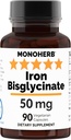Jern Bisglycinat 50 mg - 90 Veg kapsler - 50 mg Elementært jern per kapsel