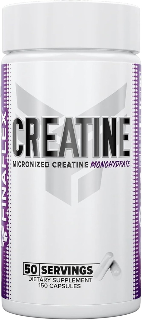 FINAFLEX Pure CREATINE - 150 kapsler - fremmer muskulær styrke, størrelse og ydeevne - 100% ren, mikroniseret Creatin monohydrat - NSF Certified - 50 Servere