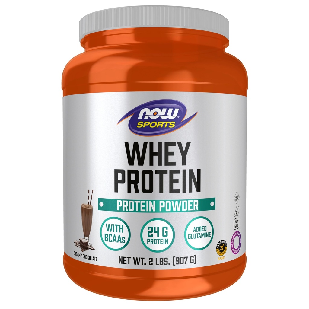 Now Foods Sport Nutrition, Whey Protein, 24 G med BCAA, cremet chokolade pulver, 2-pound