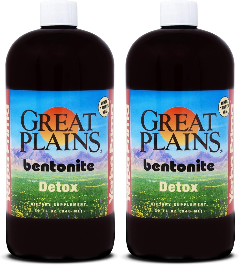 Yerba Prima Great Plains Bentonite - 32 oz (Pack of 2) - Indre Væske Clay supplement til en naturlig rense