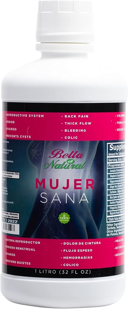 Bella Alle naturlige Mujer Sana sund kvinde, Hormonal ubalance, PCOS, Periode kramper - 1 Liter