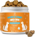 Hud og Coat Chews for Hunde - Itchy Skins Hundetillæg Support Hot Spots Comfort og Shedding Allergy fælles sundhed med Omega 3 Fish Oil, EPA & DHA fedtsyrer, Bacon Flavor 100 Count Softs Treatings