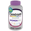 Centrum sølv kvinders Multivitamin til kvinder 50 Plus, Multivitamin / Multimineral tillæg med vitamin D3, B Vitamin, non-GMO ingredienser, understøtter hukommelse og kognition hos ældre voksne - 200 Ct