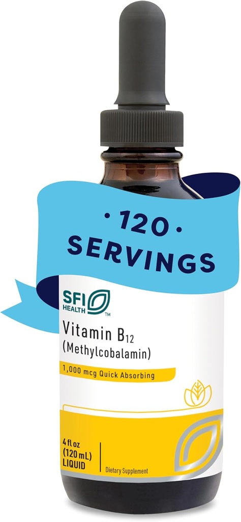 Klaire Labs Vitamin B12 Væske - Methylcobalamin B12 Drops - Formuleret til Superior Absorption - Støtte sund kognition og effektiv ernæring levering - Vegan (120 Servere, 4 Fl Oz)