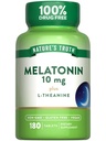 Nature 's Truth Melatonin Tablets against 124; 10mg metha124; 180 Greve 124; med L- Theanine against 124; 100% Drug Free Supplement for Voksen124; Vegan, Non- GMO & Gluten Free Supplement