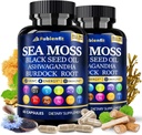 (2 Pack) Organic Sea Moss Capsules - Contain syross Black Seed Oil ashwagandha Burdock Root Ingefær & essentielle vitaminer - Superfood til immunboost, fordøjelsessygdomme, og Samlet Wellness
