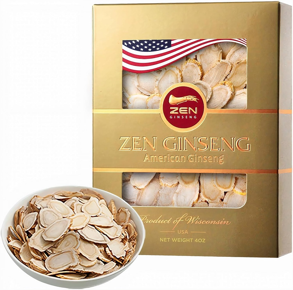 American Wisconsin Ginseng Slices - Forbedret energi, ydeevne, og mental sundhed for mænd og kvinder (4 Oz. (pakke med 1))