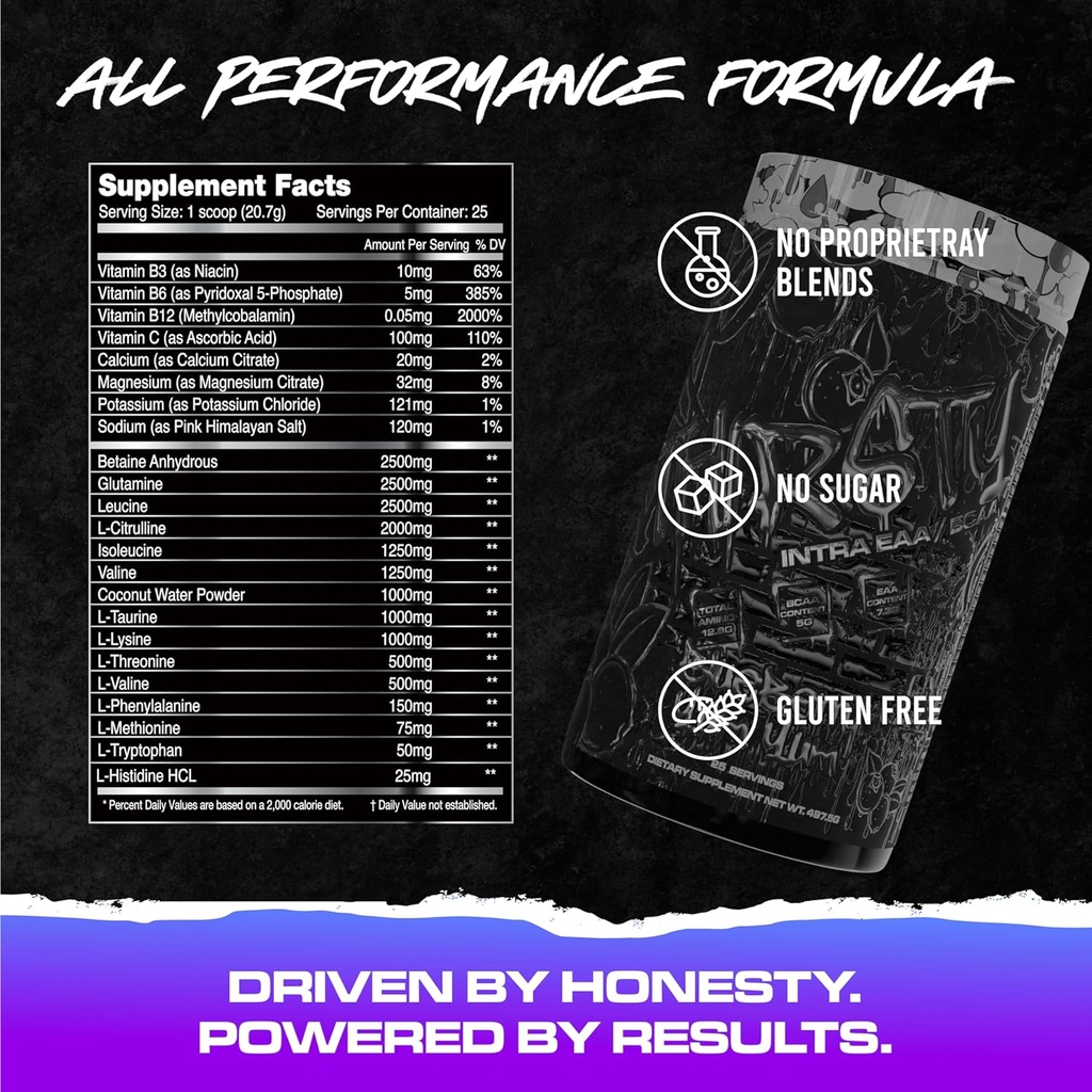 KILO LABS BCAA Powder Mea124; Tørstig BCAA & EAA Intra Workout Powder and Electrolyte Hydration Drink 124; Understøtter Endurance & Muscle Growth, 12,8g af Total Amino 's Meadro 124; 25 Serveringer