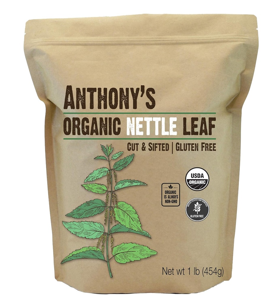 Anthony 's Organic Nettle Leaf, 1 LB, Gluten Free, Ikke GMO, Cut & Sigted, Ikke bestrålet, Keto Friendly