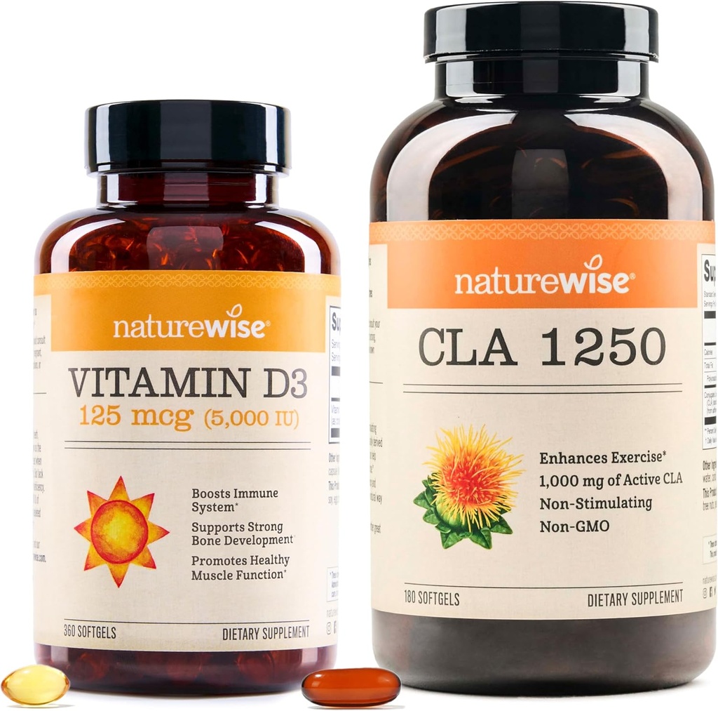 NatureWise Vitamin D3 5000iu (125 mcg) 1 År Supply CLA 1250 Natural Motion Enhancement