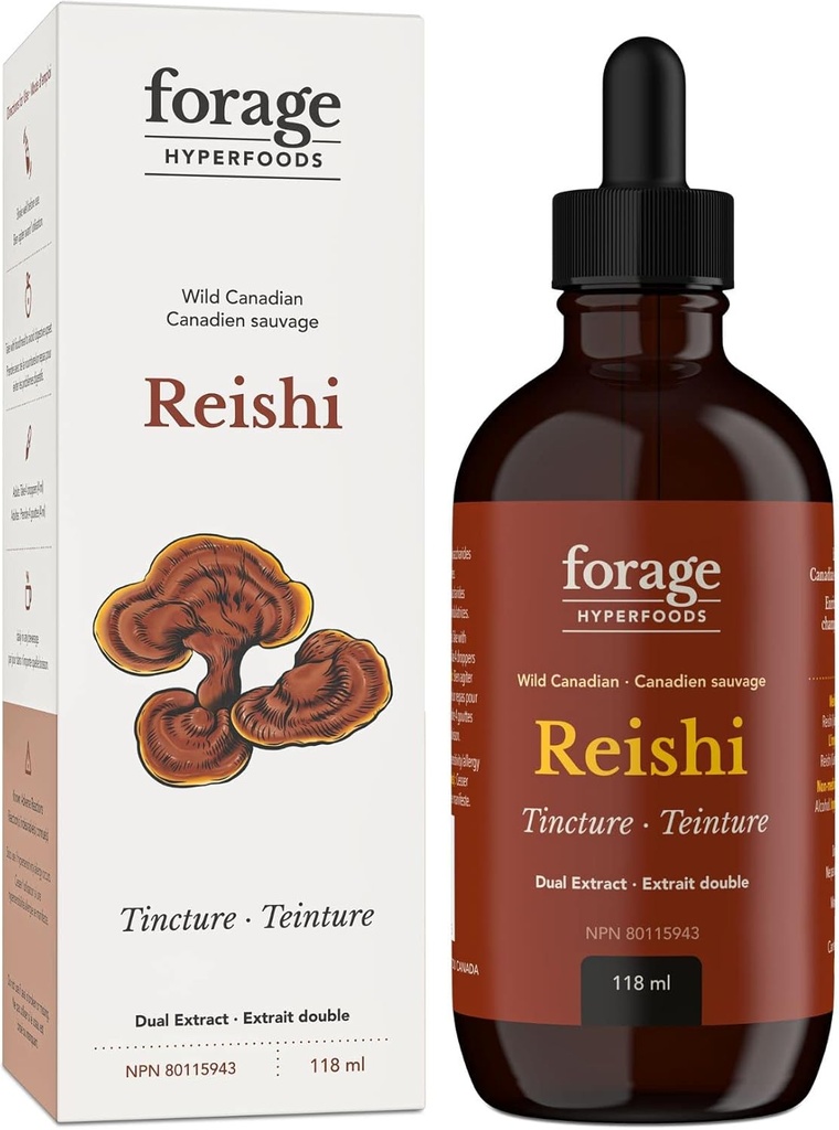Fodring Hyperfood- Original Canadian Wild Reishi Mushroom Superfood Liquid Supplement Extract Tinktur, Vegan, Non- GMO, Forbedrer immunsystemet og stress Response, Natural Calm, 118ML