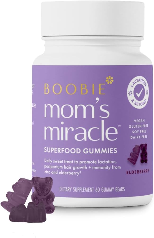 Boobie Bears Amning Support Gumies 124; Hjælper som Milk Supply Booster & Understøtter immunforsvar & Hårvækst