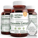 Naturlig Nutra Chewable Calcium supplement til ben styrke, fremmer muskel sundhed, Hjælper forbedre tænder sundhed, Support Nerve sundhed, og Kardiovaskulær sundhed, Forbedre ben styrke, 120 tabletter
